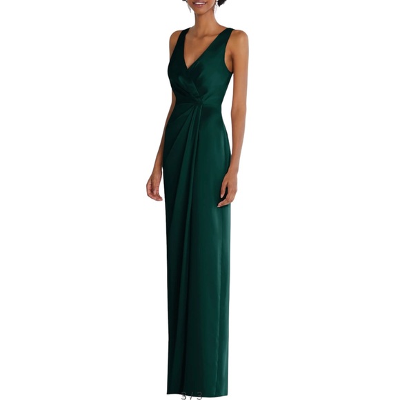 After Six Dresses & Skirts - After Six Faux Wrap Sleeveless Satin Tulip Skirt Gown in Evergreen Size 10 NWT